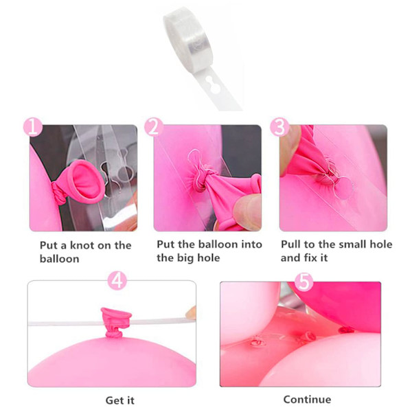 Tatuo Ballongbue Sett Ballong Girlander Dekorasjon Strip Sett 2 Ruller Ballong Tape Striper med 2 Ruller Ballong Lim Punkter Klistremerker