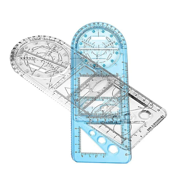 2 stk. Multifunktionelle tegneredskaber Geometriske lineal Geometriske tegne skabeloner Gave