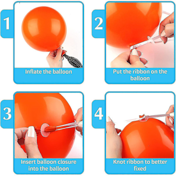 Heliumballonklips med snor, 100 stk. ballonklips med bånd til fødselsdag, bryllup, helium og luftfyldning