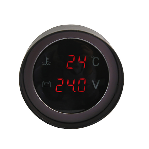 Bil Digital Tacho Gauge Röd RPM Varvräknare 0-9999 Bil Universal Digital Voltmeter Gauge Voltmätare 12V24v（V） （2st）