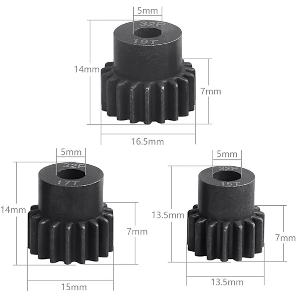 54T 32 Pitch Metallstål 3956 Växel med 15T 17T 19T Drev Växelsatser för 1/10 Slash 4WD/2WD Summit E-
