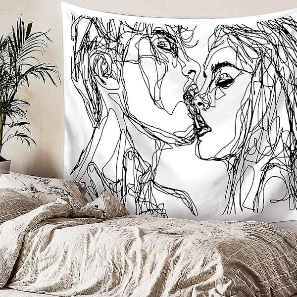 Modern Kiss Väggbonad Abstrakt Konst Väggbonad Psykedelisk Polyester Heminredning Modern Dekorativ (vit 150 X 200cm)