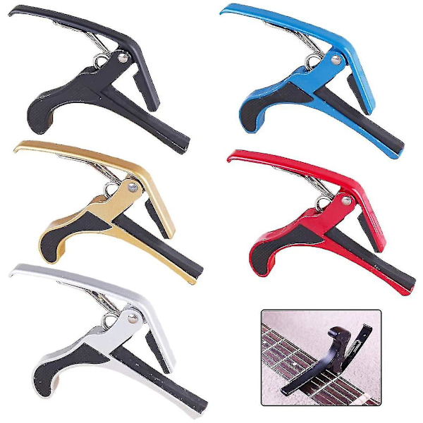 Guitar Capo, 5 stk. Guitar Capo Capotasto Chitarra Guitar Capo til Akustisk Folk Klassisk Guitar Ukulele (sort, rød, blå, guld, sølv)