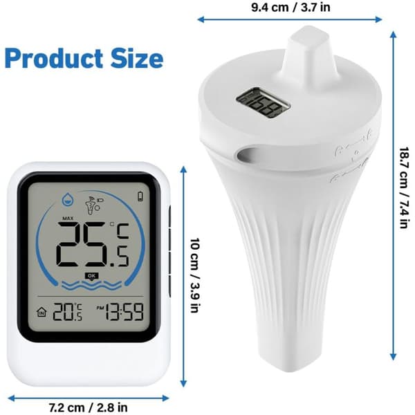 Trådløst pooltermometer IP68 flydende LCD digitalt termometer til swimmingpool akvarium badekar dam