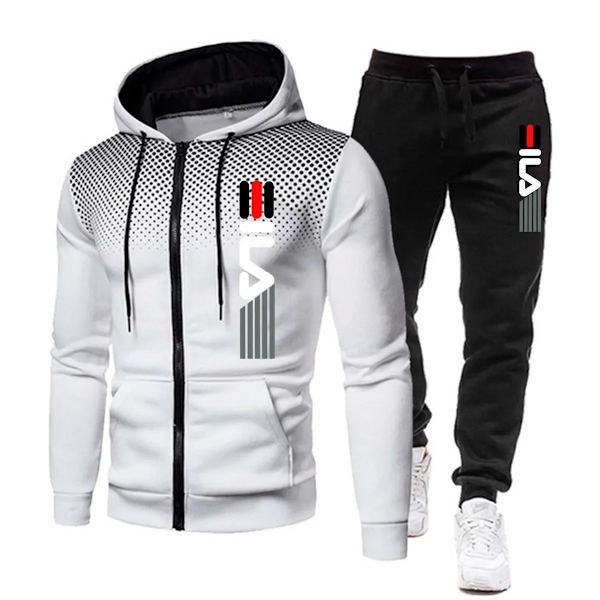 Nytt Mode Träningsset För Män Hoodie Fitness Gym Kläder Män Löparset Sportkläder Joggingbyxor Herr Träningsdräkt Vinterdräkt Sport Fuchsia Fuchsia L