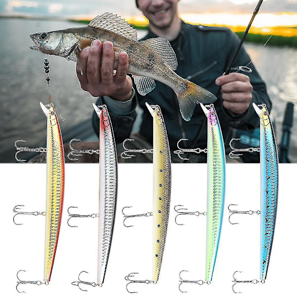 5 st 18 cm/23,5 g långa Swimbait konstgjorda fiskedrag hårda beten med krokar fiskeredskap tillbehör y196-(1-5)