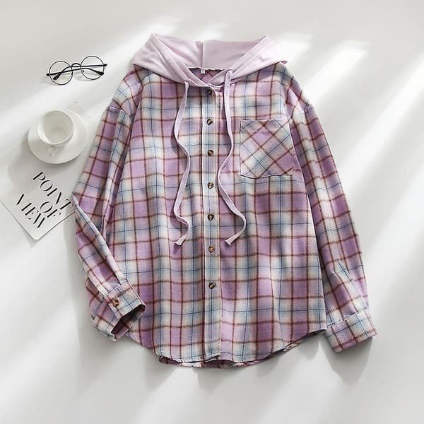 Uformell rutete damehettegenser, langermet bluse med knapper, rød Red S