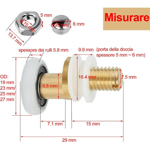 25mm Duschhjulset, Kullager för Duschskjutdörr