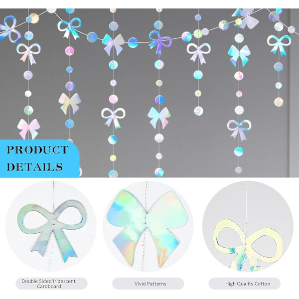 Iridescent Bows Dekorationer för Födelsedag - Holografiska Girlander
