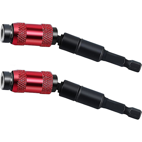 2-pack magnetisk svängbar bitshållare, 1/4\" vridbar borrbitshållare med snabbkoppling, flexibel skruvmejselbitshållare för trånga utrymmen eller hörn (röd)