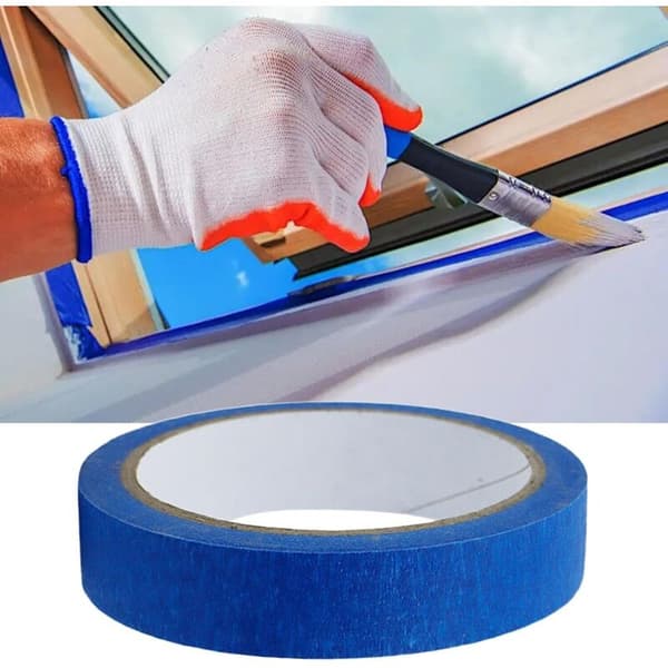 3 Ruller Blå Malertape, Egnet til Kunstmaleri, Bildetaljering, 20 Meter Lang, 24mm Bred