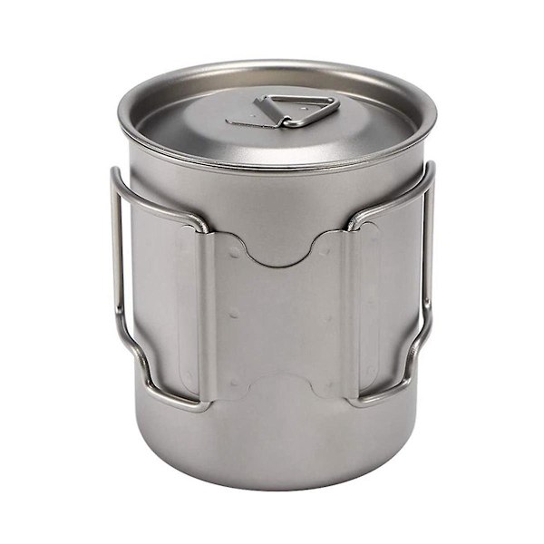 Ultralätt Titanmugg Utomhus Bärbar Mugg Camping Picknick Vattenmugg Fällbart Handtag 750ml Titan