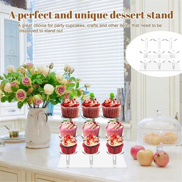 9 kolonner af akryl julepynt display stand til cupcakes, smykker, kosmetik display sta