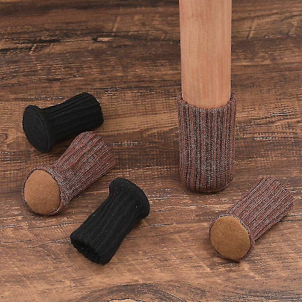 24 stk Antiskli Sokker for Stolben, Forhindre Riper og Reduser Støy, (brun) 7*4cm