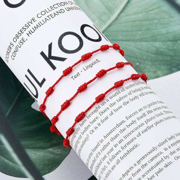 6 kappaletta kesärannekkeita punainen ranneke punainen naruranneke säädettävä Kabbalah punainen