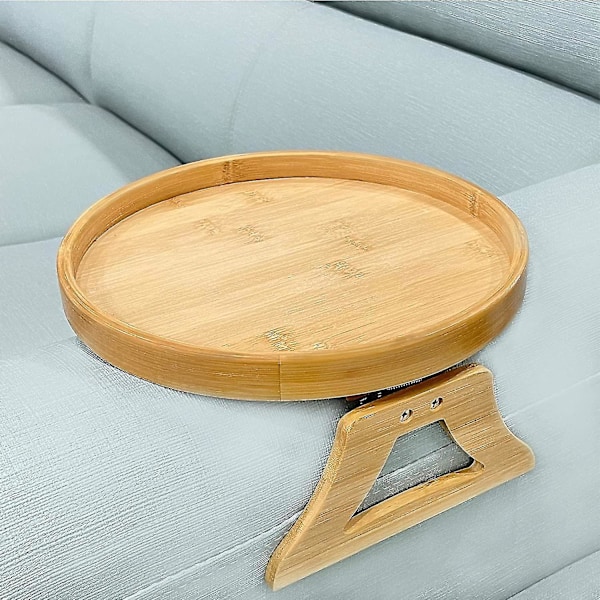 Sofa Armrest Clip Tray, Sidebord til drikkevarer/spisning (bambus)