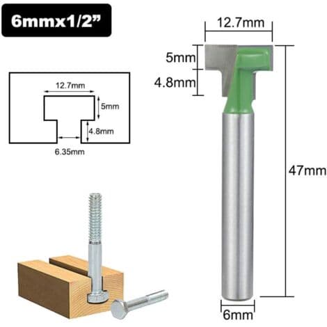 6mm Shank T-Slot and T-Rail Router Bits, Professional Woodworking Tools