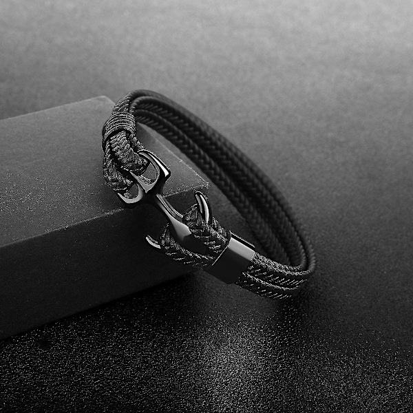 Dam- och herr armband, starkt läderarmband, flerskiktat vintage ankare armband