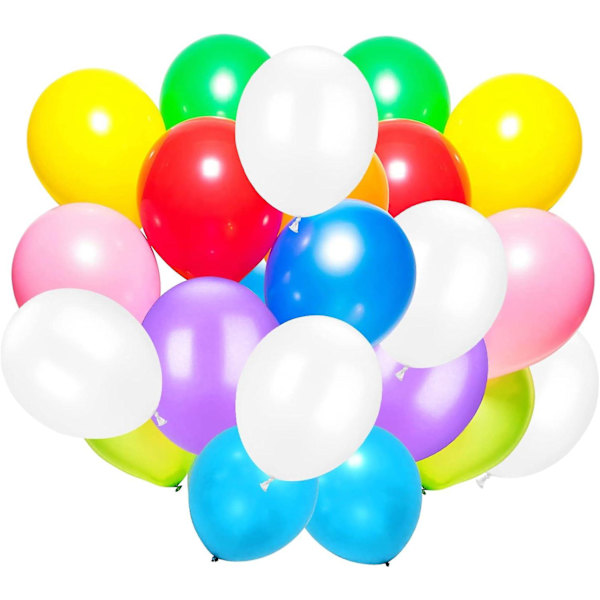 100 stk. balloner - farveassorterede fødselsdagsbilloner 10 tommer flerfarvede balloner pakke regnbue balloner understøtter helium/luft balloner