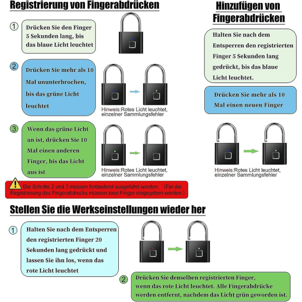 Fingeravtrykk Hengelås Smart Fingeravtrykklås, Usb Ladbar Hengelås