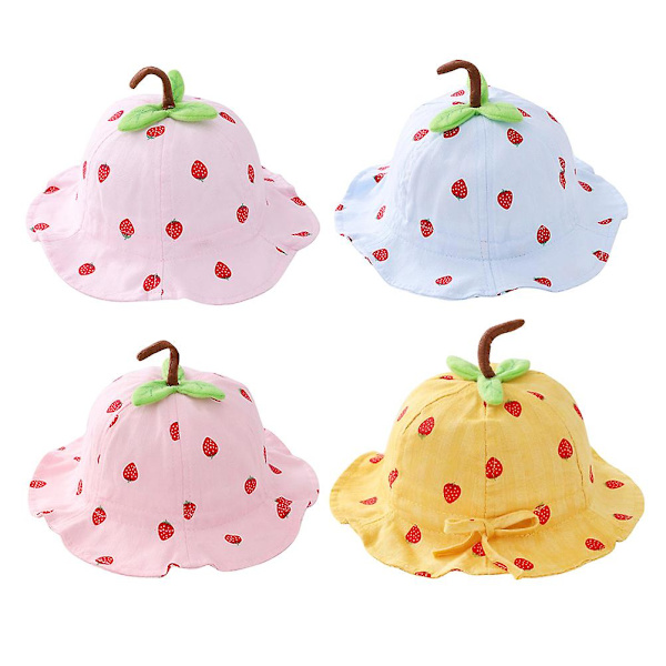 Andningsbar solhatt utomhus UV-skydd sommar jordgubbsfiskare hatt strand solskydd för baby (rosa)