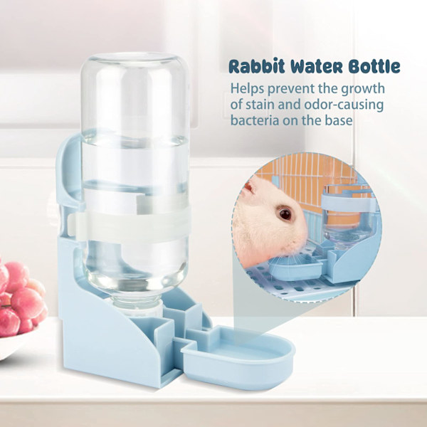 Kanin Vattenflaska Ingen Dropp - 17oz Hängande Vattenfontän Automatisk Dispenser Husdjursbur Vattenmatare för Kanin Chinchilla Marsvin