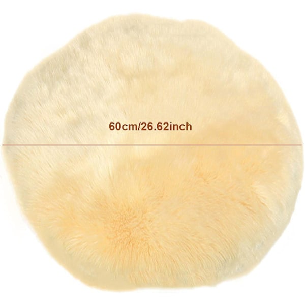 Supermyk Shag Rund Fluffy Teppe I Kunstig Sauepels For Soverom, Stue, Barnerom