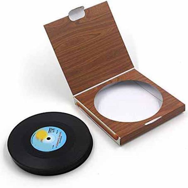 Retro dekorative plateunderlag for drikke - Fargerike vinylplater - Perfekt for hjem/kontor/bar - Gave til musikkentusiaster