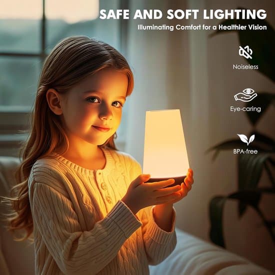LED Table Lamp - Touch Controlled LED Bedside Lamp - Desk Lamp - Dimmable Lamp with Remote Control and RGB Color Change - USB Rechargeable