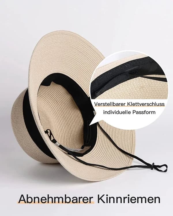 Dame Solhat, UPF 50+ Bred Skygge Strand Solbeskyttelseshat, Beige