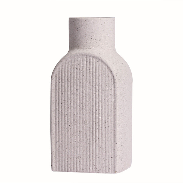 Vit Keramisk Vas Set om 2, Kvadratisk Vas Rustik Heminredning Minimalistisk Nordisk Boho Stil för Vardagsrum, Hylla, Bord, Bokhylla