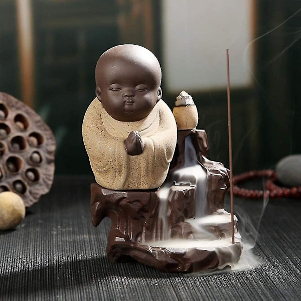 2023 - Husholdningskeramisk Tilbageflow Røgelsebrænder - Buddha Røgelse Terrasse (gul)