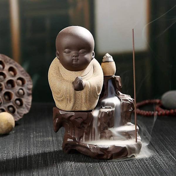 2023 - Kodin keraaminen takaisinvirtaus suitsukkepoltin - Buddha suitsuketerassi (keltainen)