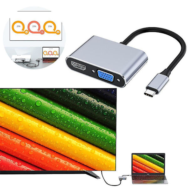 Usb Type C - 4k Hdmi Vga -sovitin Usb C - Hdmi -muuntimet 1080p Vga -monitoimuistimet