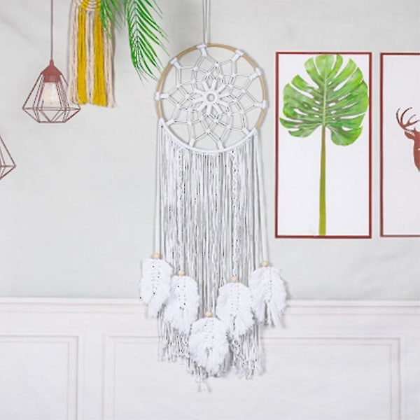 Drømmefanger Vævning Fjer Stor Vægophæng Håndlavet Dreamcatcher Kvaster Dekoration Hjem Indretning Ornament