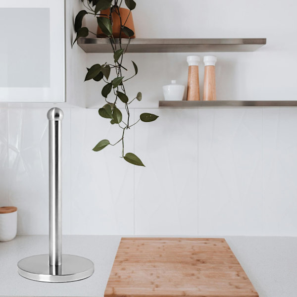 Stående pappershanddukshållare i rostfritt stål för köksbänk, modern design, enkel enhandsrivning, kökspappershållare med tung bas