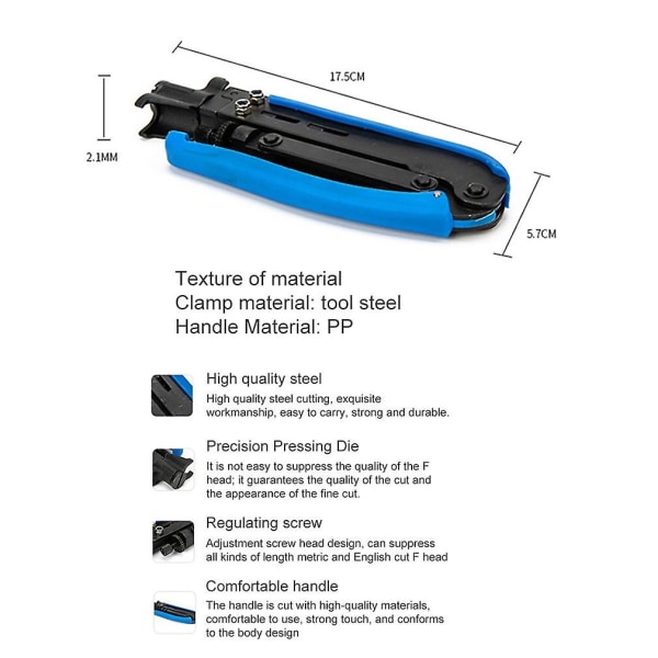 Koaxialkabelkrimpverktyg Kompressionsverktyg Trådkrimpverktyg Tång Krimpverktyg För Rg59 Rg6 Rg11 Kabel F Koaxialkontakter Kabel