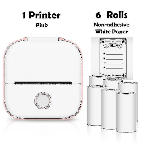 Phomemo T02 Mini Printer Bærbar Printer Termisk Udskrivning Mærkat Trådløs Blækfri Lommeprinter Selvklæbende Etiketprinter -ys Pink A
