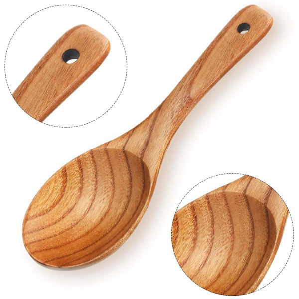 4 stk. Træskeer 21,5 cm Træ Risske Versatile Serveringsske Non Stick Varmebestandig Coo
