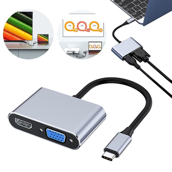 Usb Typ C till 4k Hdmi Vga Adapter Usb C till Hdmi Konverterare 1080p Vga Multiport Adaptrar