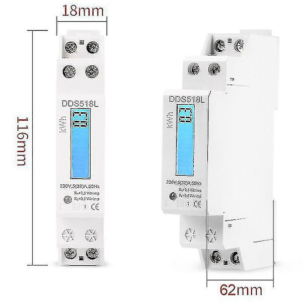 Enfasig LCD-bakgrundsbelyst wattmeter för enfas