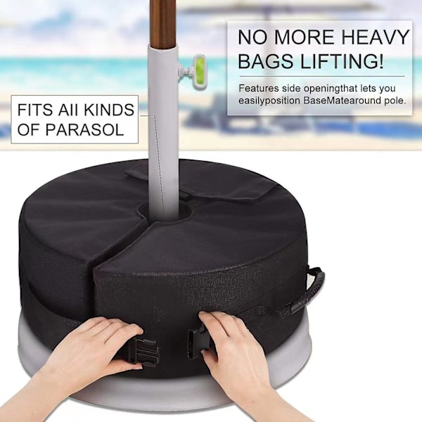 Parasol Basvikt Väska, Heavy Duty Paraply Sand Bas Upp Till 88lb, Sidoöppning Robust Solskydd Bas Stativ Sandsäckar, Utomhus Parasol Vikthållare
