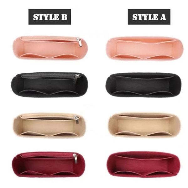 1. Multi-lommeveskeorganisator for Longchamp Mini Bag Innlegg Håndveskeforing rode B(with zipper)