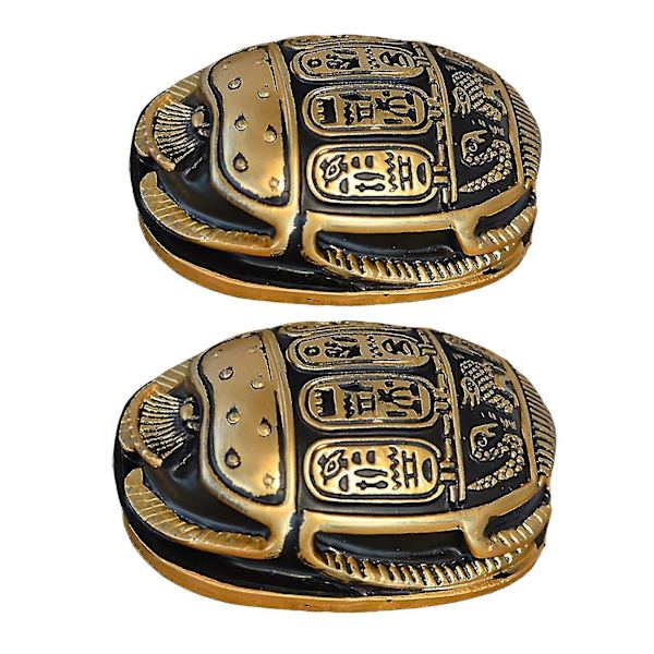 2x Klassisk egyptisk amulett skarabé dekoration för vardagsrum skrivbords prydnad turist souvenir
