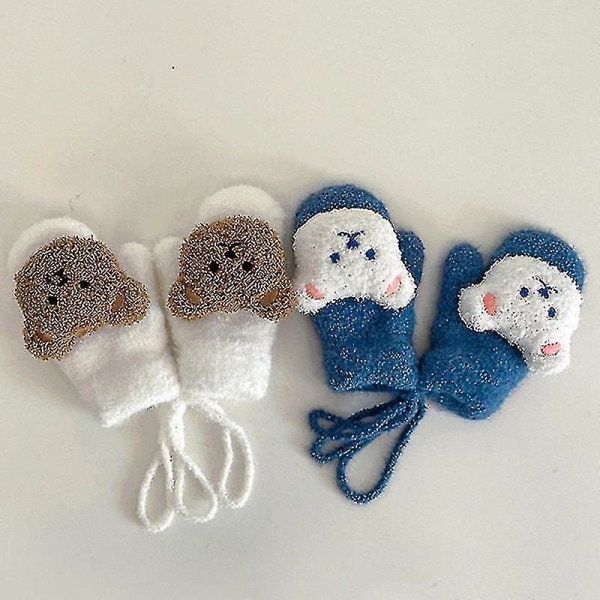 1-4 år Tegneserie Bjørn Baby Votter Vinter Varme Barn Baby Jente Hansker Strikket Barn Småbarn