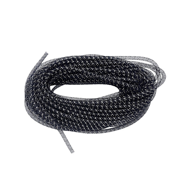 1 pakke 25m polyester elastisk flettet tråd rør ledninger garn rør mesh bånd vævet reb FIY håndlavet hovedbeklædning armbånd håndværk fremstilling (sort)