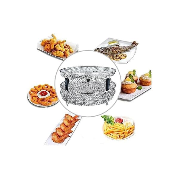 Luftfritösställ, ångkokare, rostställ, stapelbara dehydratorställ, luftfritösbricka för de flesta luftfritöser