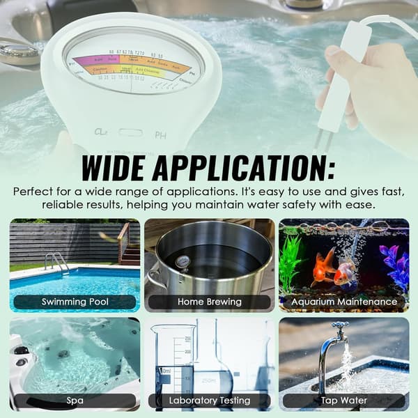 Two-in-one Chlorine pH Meter Pool Tester Handheld CL2 Level Meter Test Spa Water Quality Analysis Monitoring Analyzer