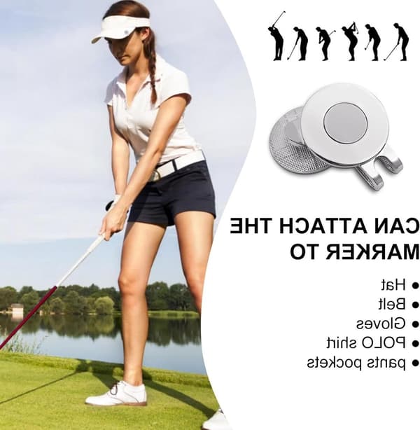 Magnetisk golfbollsmarkör med kepsclip, 3-pack zinklegeringsclips med stark magnet för golfare, golftillbehörspresent, silver