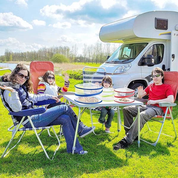 Vikbara matskydd i nät, 3-pack, pop-up-nät för mat utomhus, dammtätt insektskydd för picknick, camping och grillfest